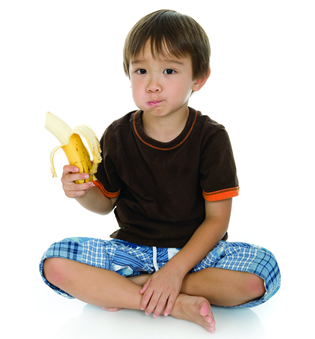 Meals and Snacks boy eating banana
